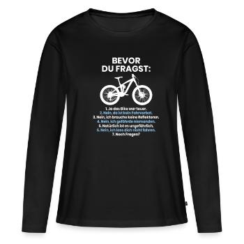 Rad Fahrrad Mountainbike MTB Spruch Geschenk - Frauen Premium Bio Langarmshirt - Schwarz - Vorne - Julia (174cm)