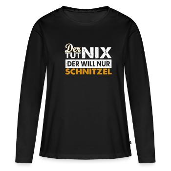 Il ne fait rien, il ne veut que des escalopes. - T-shirt manches longues Premium bio Femme - noir - Devant - Julia (174cm)