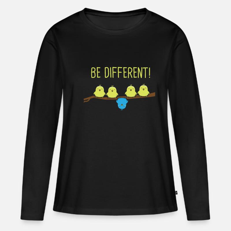 Be different Wellensittich Vogel - Frauen Premium Bio Langarmshirt - Schwarz