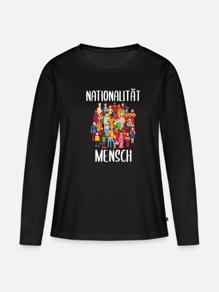 Nationalität Mensch Anti Rassismus No Racism - Frauen Premium Bio Langarmshirt - Schwarz