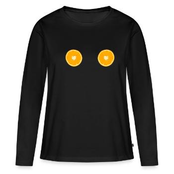 Cadeau pervers de seins de fruits orange - T-shirt manches longues Premium bio Femme - noir - Devant - Julia (174cm)