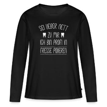 Zahnmedizinische Fachangestellte Spruch - Frauen Premium Bio Langarmshirt - Schwarz - Vorne - Julia (174cm)