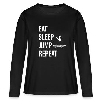 Eat Sleep Jump Repeat Trampoline Jumping Fitness - T-shirt manches longues Premium bio Femme - noir - Devant - Julia (174cm)