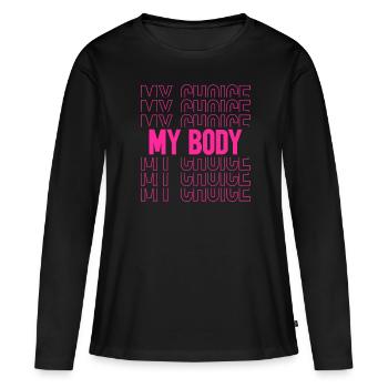 Mon corps, ma décision - T-shirt manches longues Premium bio Femme - noir - Devant - Julia (174cm)