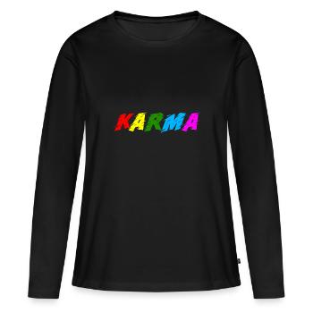 Karma - T-shirt manches longues Premium bio Femme - noir - Devant - Julia (174cm)