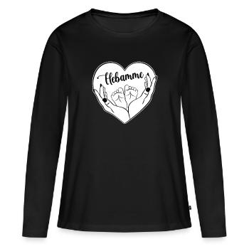 Geburt Baby Hebamme Schwangerschaft Helferin Danke - Frauen Premium Bio Langarmshirt - Schwarz - Vorne - Julia (174cm)