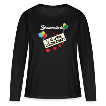 Zahntechnikerin 10 jähriges Jubiläum 10. Jahre - Frauen Premium Bio Langarmshirt - Schwarz - Vorne - Julia (174cm)