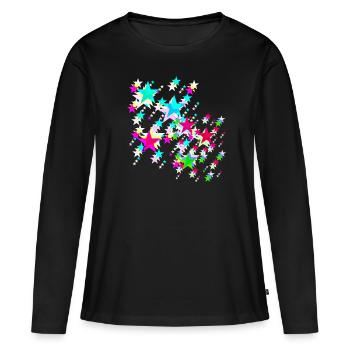 Sterne,stern, bunte Sterne - Frauen Premium Bio Langarmshirt - Schwarz - Vorne - Julia (174cm)