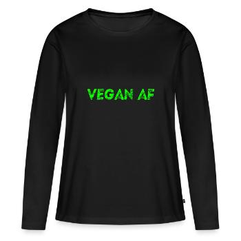Vegan af Idée cadeau Véganisme Véganisme Végan Végan - T-shirt manches longues Premium bio Femme - noir - Devant - Julia (174cm)