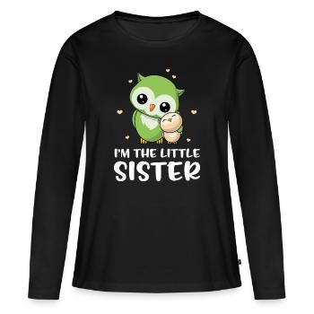 Je suis la petite soeur - petite soeur chouette - T-shirt manches longues Premium bio Femme - noir - Devant - Julia (174cm)