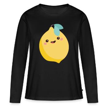 Zitrone - Frauen Premium Bio Langarmshirt - Schwarz - Vorne - Julia (174cm)