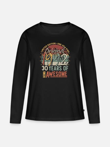 30 Geburtstag 1992 Jahrgang Vintage Geburtstag - Frauen Premium Bio Langarmshirt - Schwarz