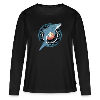 Requin-baleine hawaïen - T-shirt manches longues Premium bio Femme - noir - Devant - Julia (174cm)