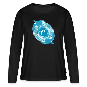Tochter von Poseidon - Frauen Premium Bio Langarmshirt - Schwarz - Vorne - Julia (174cm)