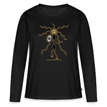 Chaman avec tambour - T-shirt manches longues Premium bio Femme - noir - Devant - Julia (174cm)