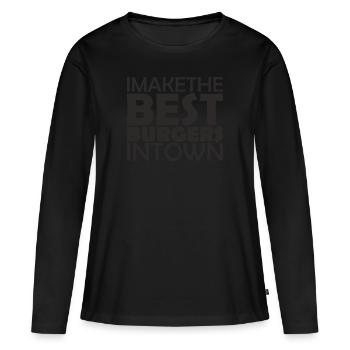 Burger - T-shirt manches longues Premium bio Femme - noir - Devant - Julia (174cm)