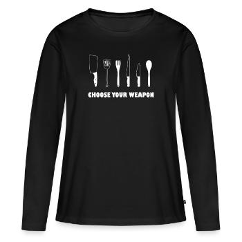 Cuisinière cuisinier Cuisine - T-shirt manches longues Premium bio Femme - noir - Devant - Julia (174cm)