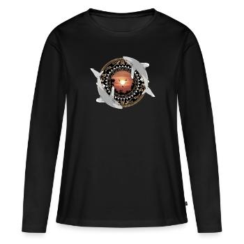 Weißspitzenhochseehaie Hawaiianisch Polynesisch - Frauen Premium Bio Langarmshirt - Schwarz - Vorne - Julia (174cm)