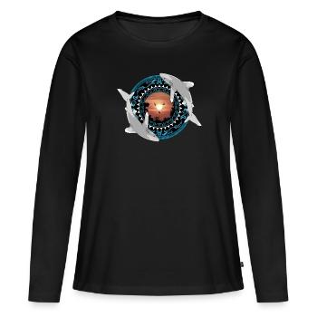 Weißspitzenhochseehaie Hawaiianisch Polynesisch - Frauen Premium Bio Langarmshirt - Schwarz - Vorne - Julia (174cm)