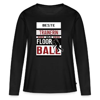 Floorball Trainerin beste Floorballtrainerin Frau - Frauen Premium Bio Langarmshirt - Schwarz - Vorne - Julia (174cm)
