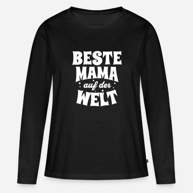 Beste Mama auf der Welt Geschenk Muttertag - Frauen Premium Bio Langarmshirt - Schwarz