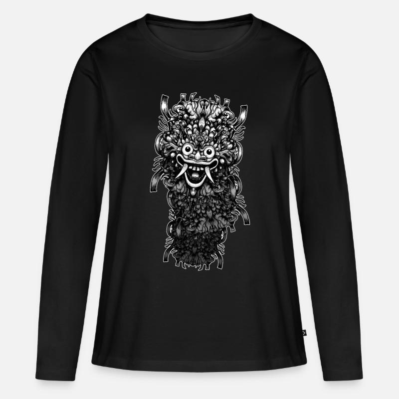 Bali Maske - Frauen Premium Bio Langarmshirt - Schwarz