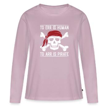 L'erreur est humaine - T-shirt manches longues Premium bio Femme - rose poudré - Devant - Julia (174cm)