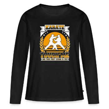 Cadeau de sport - Leçon sans karaté - T-shirt manches longues Premium bio Femme - noir - Devant - Julia (174cm)