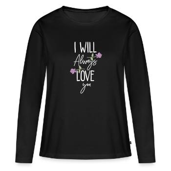 preuve d'amour romantique - T-shirt manches longues Premium bio Femme - noir - Devant - Julia (174cm)