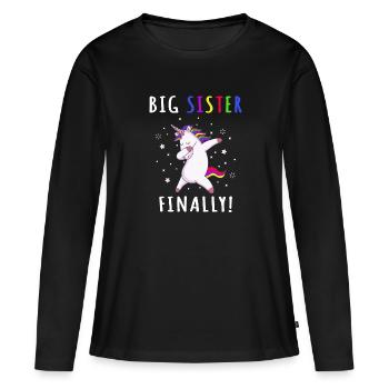 Big Sister Finally Unicorn Shirt - Unicorn - Women's Premium Organic Long Sleeve Shirt - black - Front - Julia (174cm)