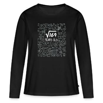 Racine carrée de 169 - Geek Design, 13e anniversaire - T-shirt manches longues Premium bio Femme - noir - Devant - Julia (174cm)