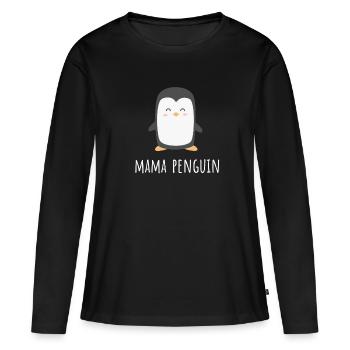 Penguin Mama - Funny Cute Mom Gift - Frauen Premium Bio Langarmshirt - Schwarz - Vorne - Julia (174cm)