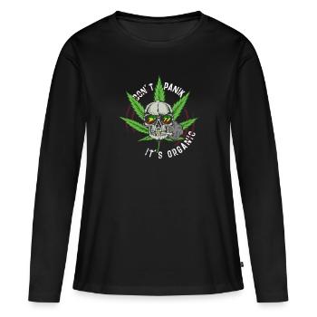 Cannabis Weed Skull Kiffer I Joint Cannabis Leaf - T-shirt manches longues Premium bio Femme - noir - Devant - Julia (174cm)