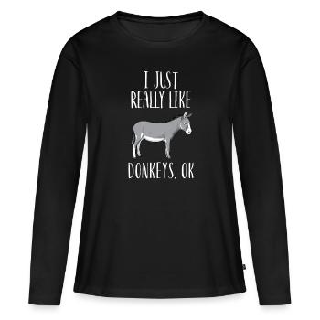 J'aime vraiment les ânes - T-shirt manches longues Premium bio Femme - noir - Devant - Julia (174cm)