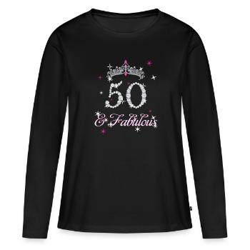 T-shirt du 50e anniversaire. Cinquante et fabuleux tee-cadeau - T-shirt manches longues Premium bio Femme - noir - Devant - Julia (174cm)