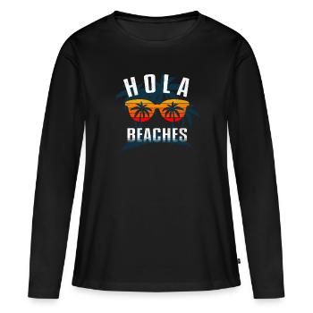 Hola Beaches Funny Beach Vacation Summer - T-shirt manches longues Premium bio Femme - noir - Devant - Julia (174cm)