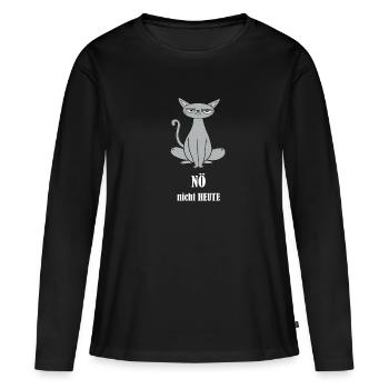 Noe nicht HEUTE - Katze boeser Blick - Frauen Premium Bio Langarmshirt - Schwarz - Vorne - Julia (174cm)