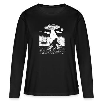 Bigfoot UFO Abduction Drôle Sasquatch Aliens Crypt - T-shirt manches longues Premium bio Femme - noir - Devant - Julia (174cm)
