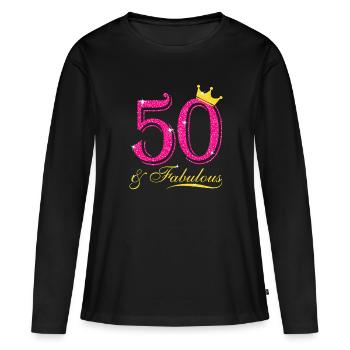 50th Birthday T-shirt. 50 & Fabulous for Her - Women's Premium Organic Long Sleeve Shirt - black - Front - Julia (174cm)