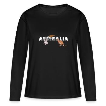 Australie Animaux Australiens Kangourou Koala Sydney - T-shirt manches longues Premium bio Femme - noir - Devant - Julia (174cm)