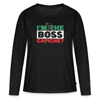 Je suis le chef capiche Meilleur grand-père de Nonno - T-shirt manches longues Premium bio Femme - noir - Devant - Julia (174cm)