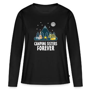 Camping Sisters Forever Tee Love Camping - Women's Premium Organic Long Sleeve Shirt - black - Front - Julia (174cm)