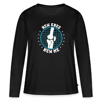 Nouveau genou, nouveau moi | Drôle d’opération du genou - T-shirt manches longues Premium bio Femme - noir - Devant - Julia (174cm)