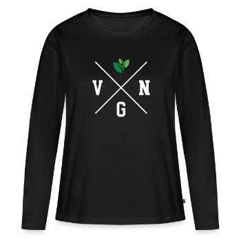 Vegan VGN | Veganer - Frauen Premium Bio Langarmshirt - Schwarz - Vorne - Julia (174cm)