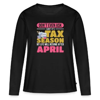 | de la saison des impôts Taxes Saison des impôts - T-shirt manches longues Premium bio Femme - noir - Devant - Julia (174cm)