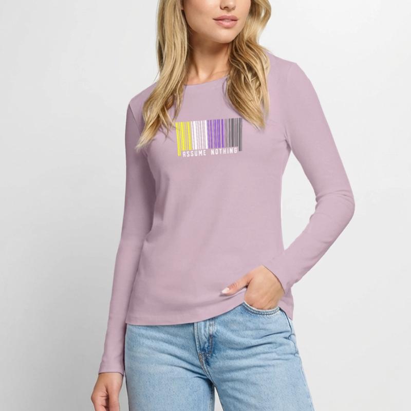 Nonbinary | Non-Binary Pride Barcode Flag Women's Premium Organic Long Sleeve Shirt