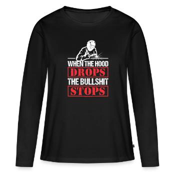 Funny Welder Wenn die Haube fällt, hört der BS auf - Frauen Premium Bio Langarmshirt - Schwarz - Vorne - Julia (174cm)