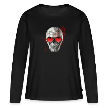 Crâne d’amour - T-shirt manches longues Premium bio Femme - noir - Devant - Julia (174cm)