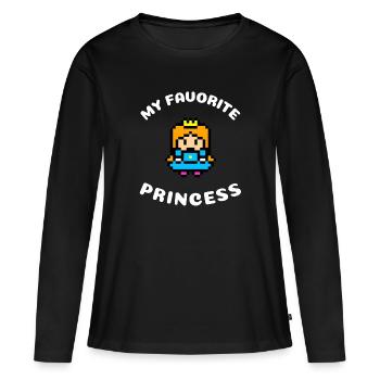 Ma princesse préférée | Cadeau princesse royale - T-shirt manches longues Premium bio Femme - noir - Devant - Julia (174cm)