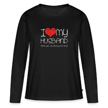 Femme fière maman génial idée cadeau mari - T-shirt manches longues Premium bio Femme - noir - Devant - Julia (174cm)